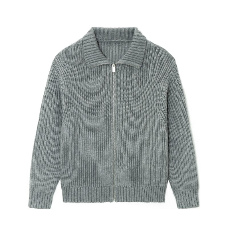 acrylic cardigan full zip ribbed
