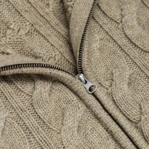mens hooded sweaters full zip cardigan pocket cable jacquard graphic 100 wool mens Sweaters distributor Ainear-clothing