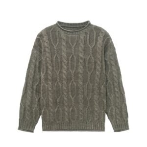 acrylic pullove acid wash jacquard cable