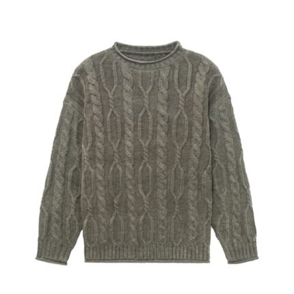 mens Sweaters wholesale acrylic jacquard cable acid wash mens knit sweaters from Ireland