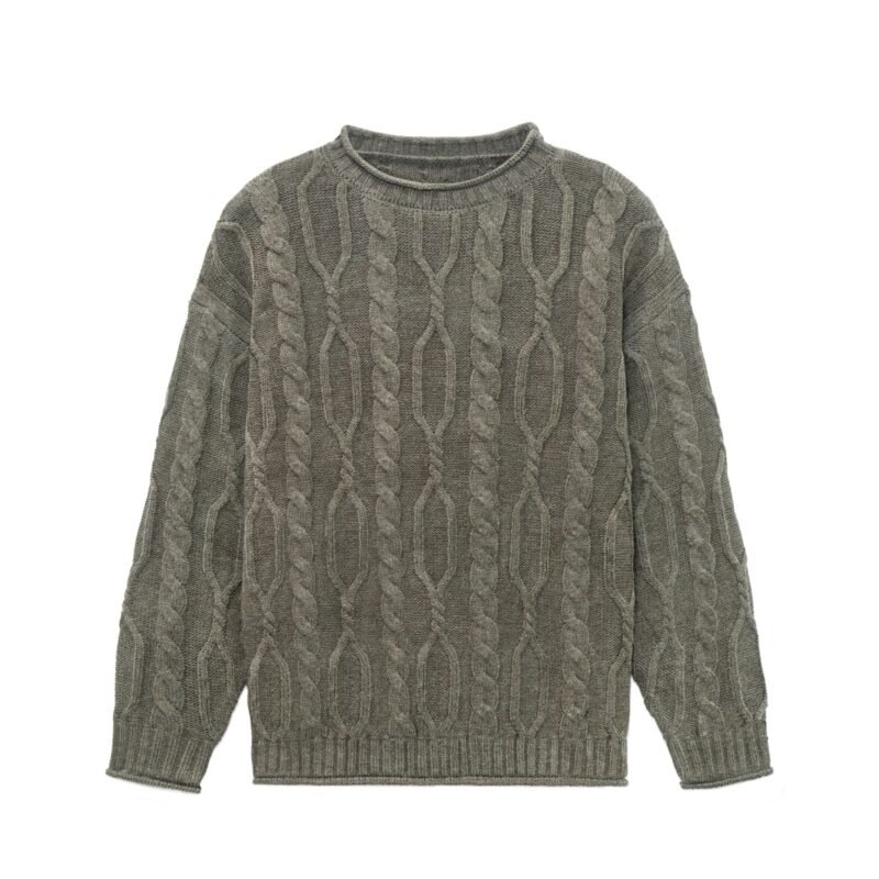 acrylic pullove acid wash jacquard cable