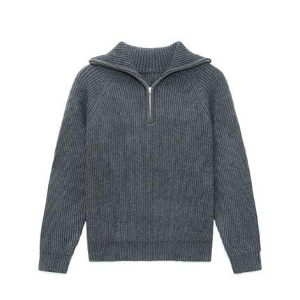 acrylic mens pullover sweaters 1/4 zip shawl collar ribbed basic men's unique sweaters