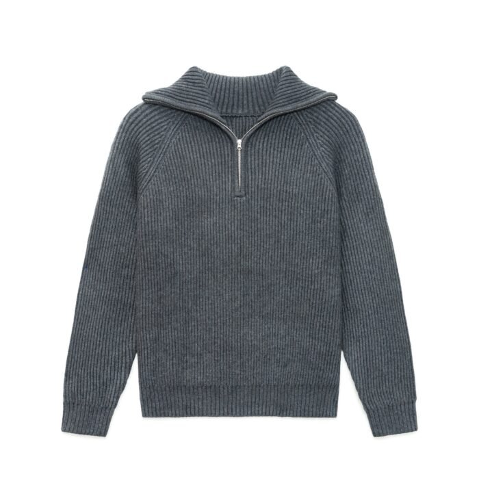 acrylic mens pullover sweaters 1/4 zip shawl collar ribbed basic men's unique sweaters