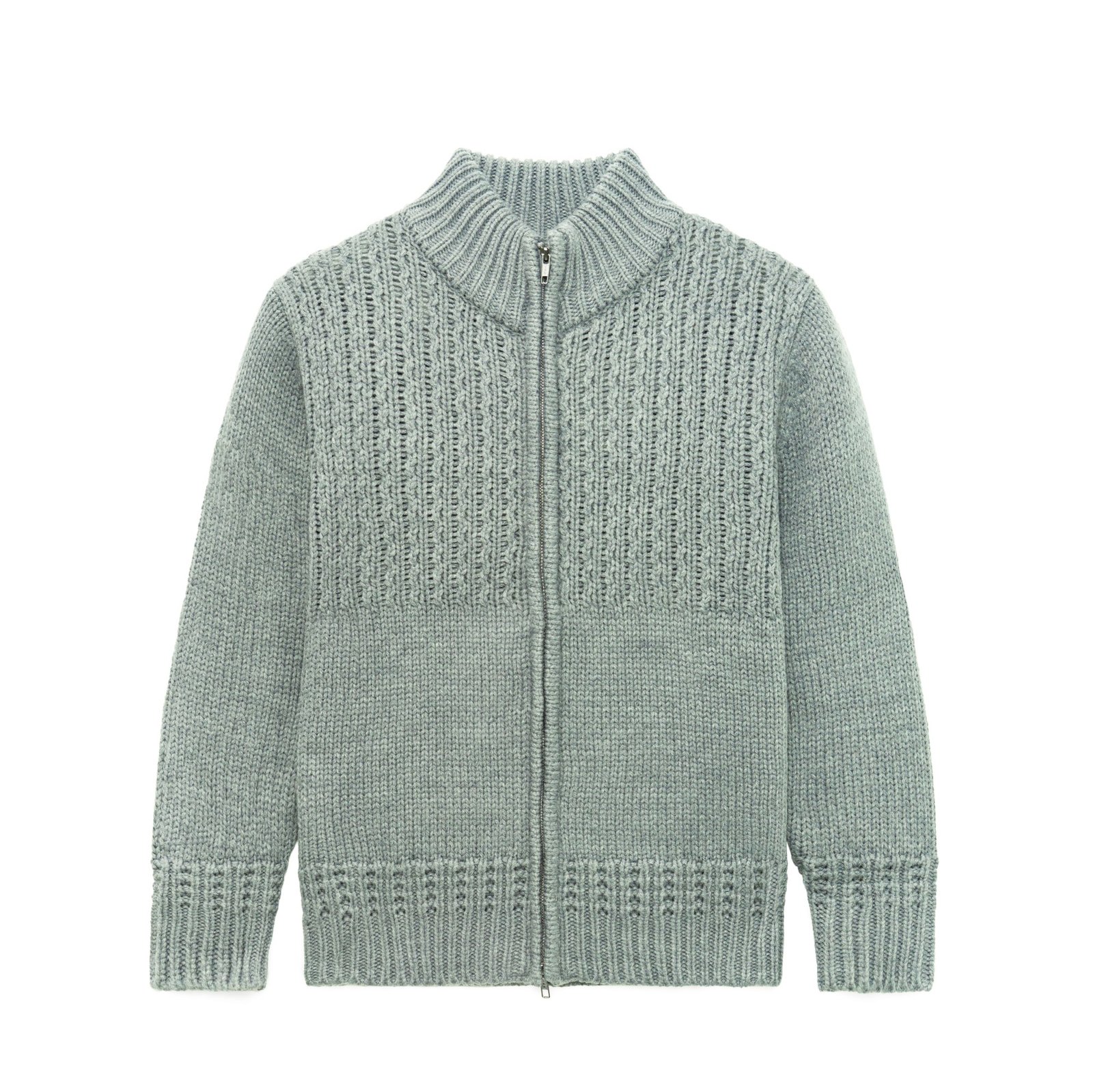 full zip pullover sweaters 100 acrylic jacquard cable weave striped mens Sweaters custom