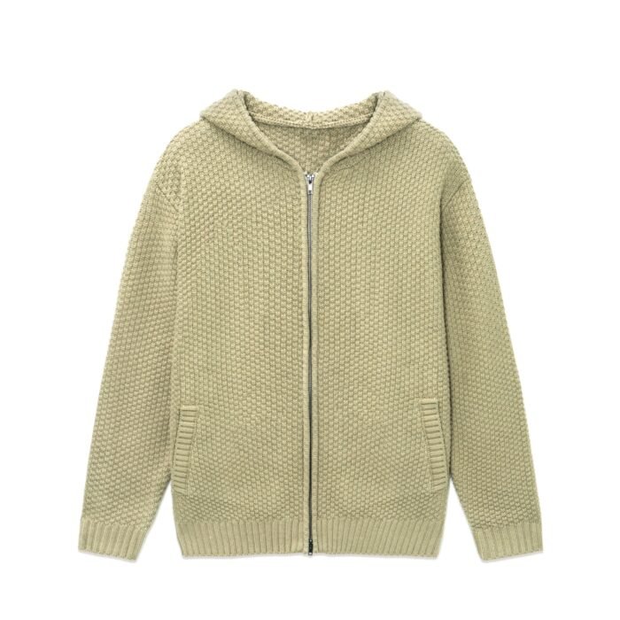 wool full zip hoodie crochet striped plain mens hooded sweaters light Breathable Ainear-clothing
