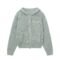 cotton full zip hoodie solid color jacquard ribbed with zipper pocket