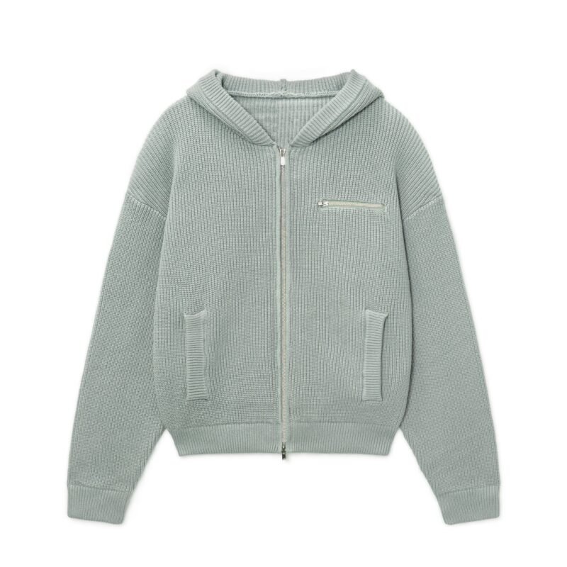 cotton hoodie full zip zipper pocket