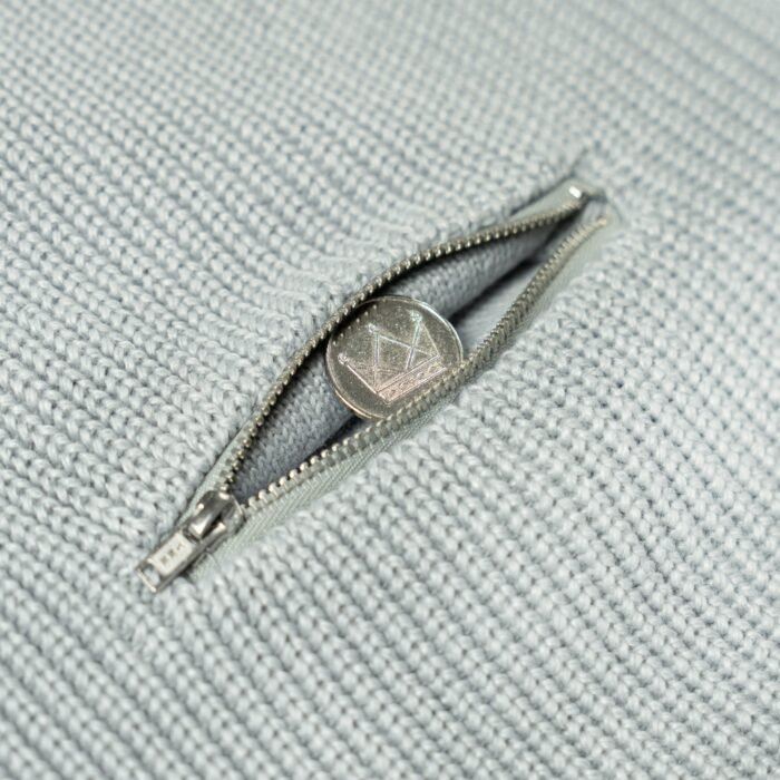 cotton full zip hoodie solid color jacquard ribbed with zipper pocket