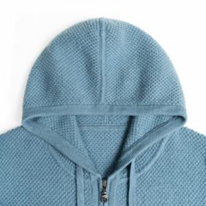 cashmere pullover hooded 1/4 zip waffle