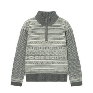 wool pullover 1/4 zip fair isle High Quality Icelandic