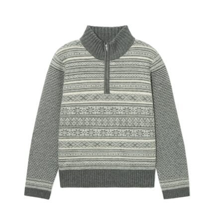 1/4 zip fair isle pullover graphic polo neck vintage wool sweater mens graphic sweaters Ainear-clothing