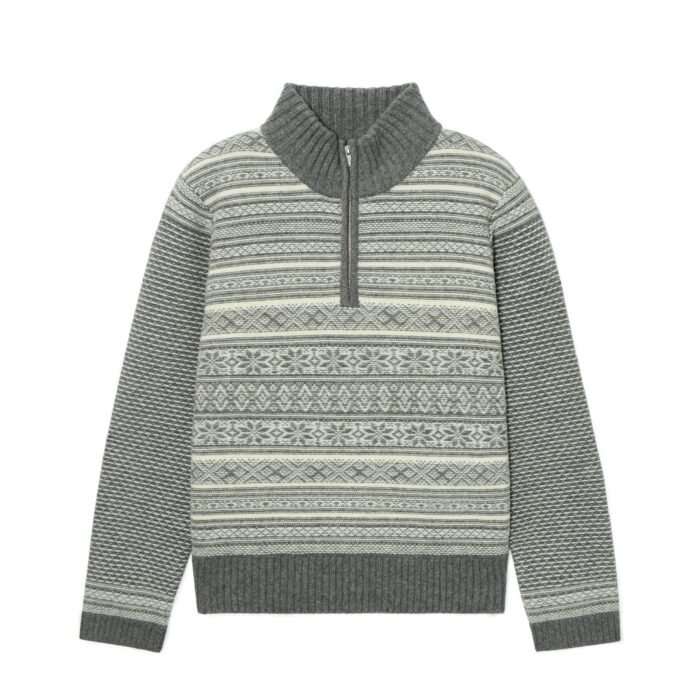 1/4 zip fair isle pullover graphic polo neck vintage wool sweater mens graphic sweaters Ainear-clothing