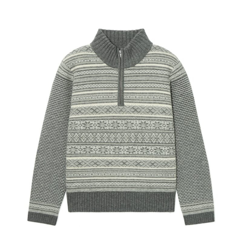 wool pullover 1/4 zip fair isle High Quality Icelandic