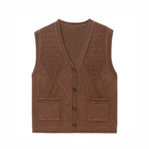 wool vest Hollow sweater waffle graphic button pocket mens Sweaters manufacturer Ainear-clothing