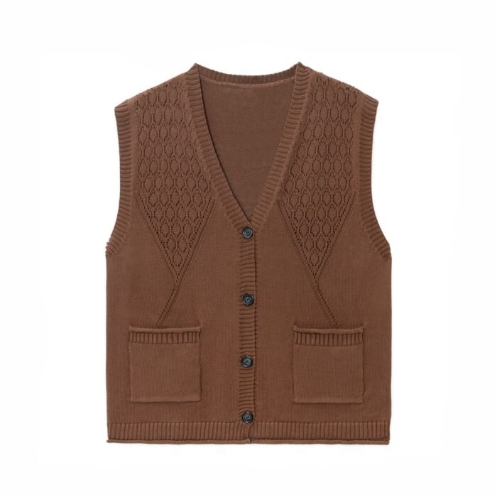 wool vest Hollow sweater waffle graphic button pocket mens Sweaters manufacturer Ainear-clothing
