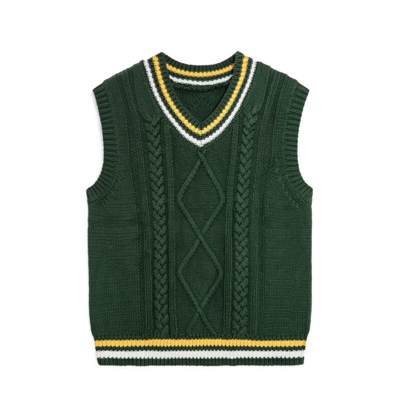 cotton college cable weave striped vest preppy varsity Fraternities vest sweater mens Sweaters custom