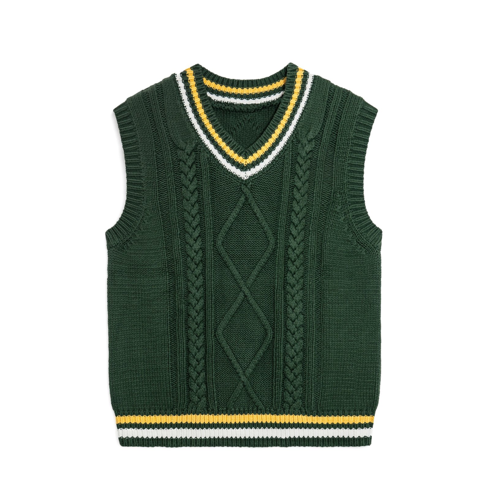 cotton college cable weave striped vest preppy varsity Fraternities vest sweater mens Sweaters custom