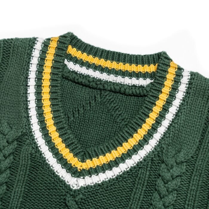 cotton college cable weave striped vest preppy varsity Fraternities vest sweater mens Sweaters custom