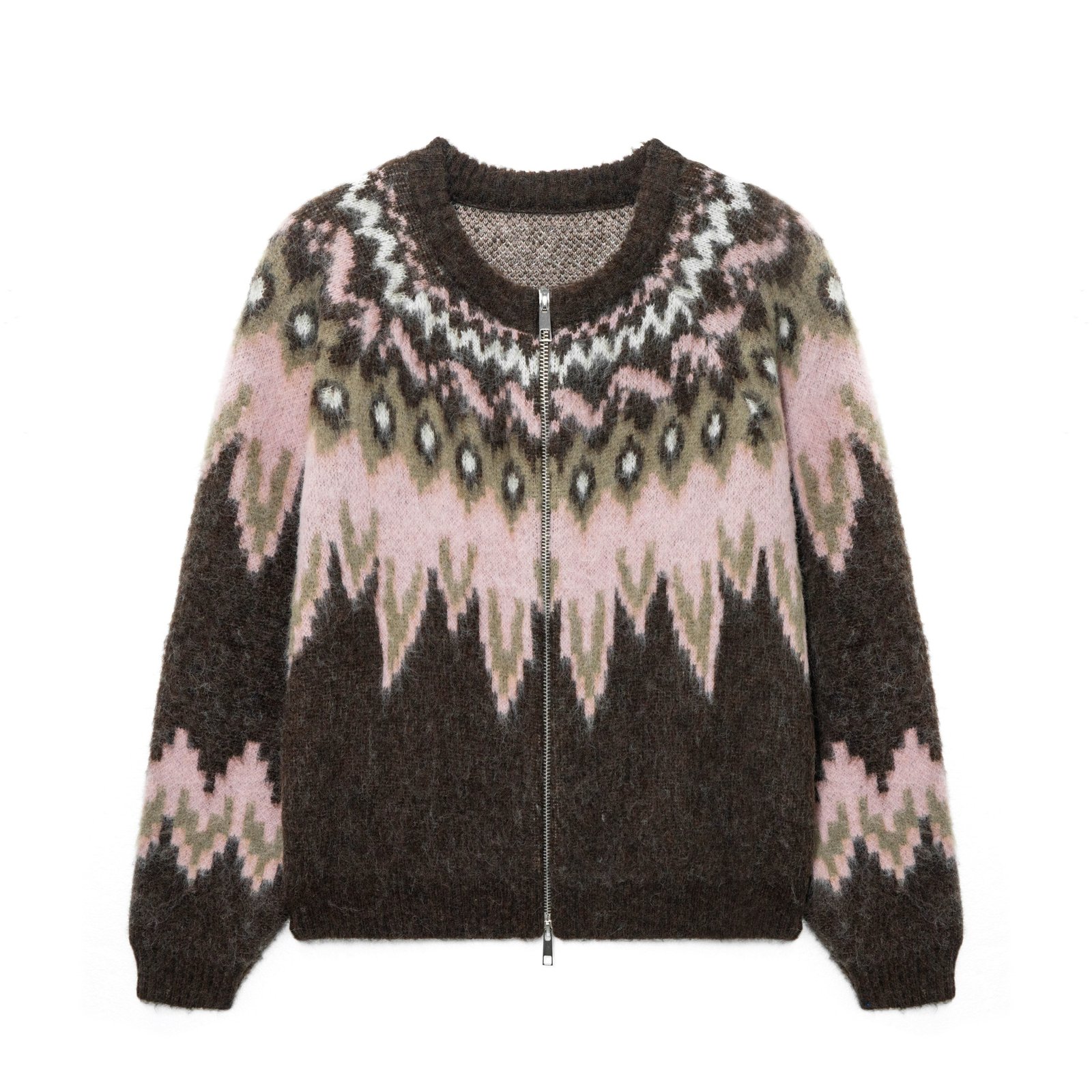 fair isle graphic sweaters wool crochet hand made full zip fair isle sweaters mens Sweaters supplier