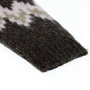 wool cardigan fair isle graphic full zip