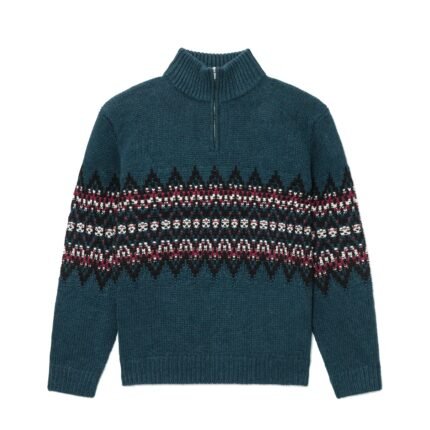 fair isle graphic pullover sweaters wool crochet hand made 1/4 zip fair isle sweaters mens Sweaters bulk