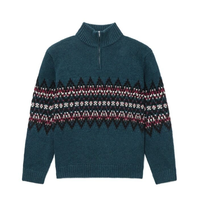 fair isle graphic pullover sweaters wool crochet hand made 1/4 zip fair isle sweaters mens Sweaters bulk