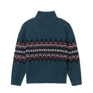 wool pullover 1/4 zip fair isle graphic