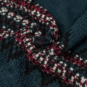 wool pullover 1/4 zip fair isle graphic
