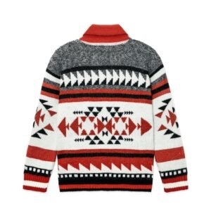 wool cardigan full zip aztec graphic