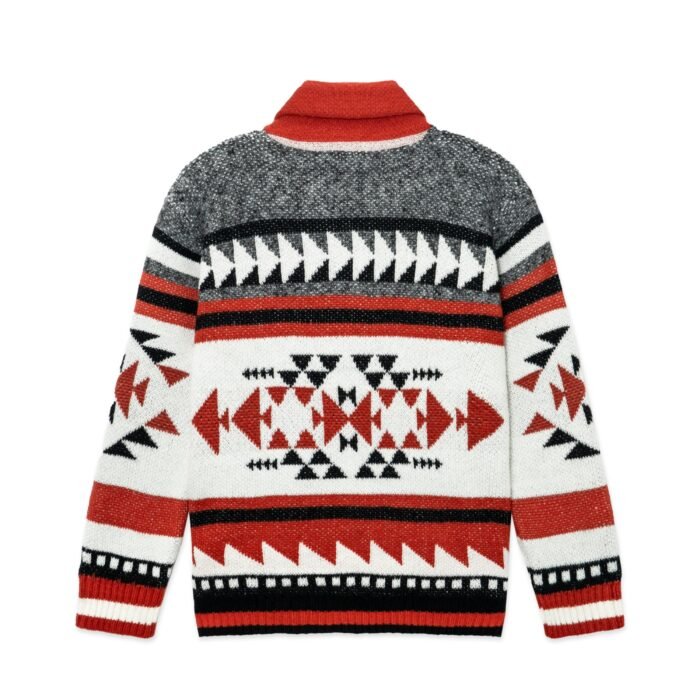 aztec graphic zip cardigan wool intarsia crochet hand made mens Sweaters exporter
