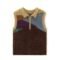 mohair 1/4 zip neck men sweaters vest weave waffle intarsia graphic