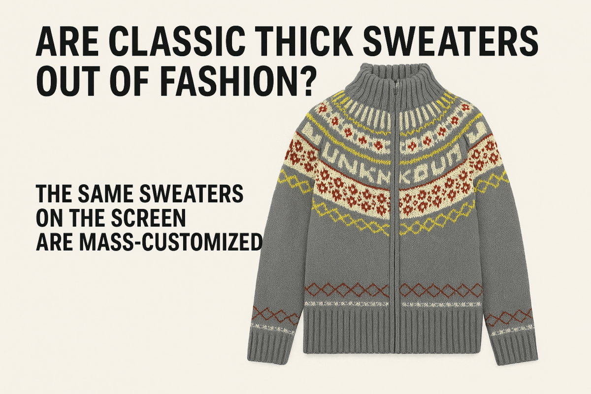 Are Classic Thick Sweaters Out of Fashion? The Same Sweaters on the Screen Are Mass-Customized