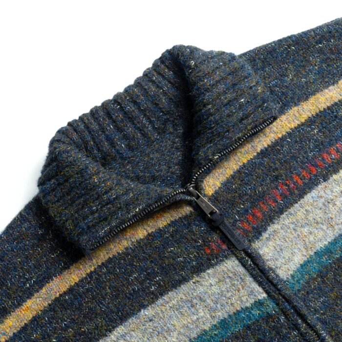 mohair mens full zip cardigan sweaters thick jacquard striped graphic