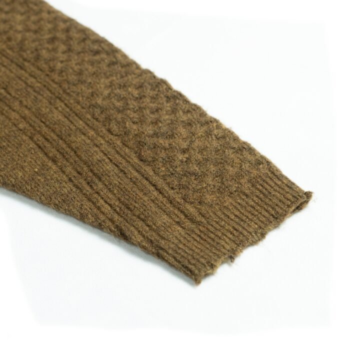 alpaca Mens Full Zip Cardigan Sweaters – Waffle Cable 4-Pocket Striped Design