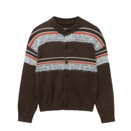 Wool Mens Vintage Breasted Cardigan – Embroidery Striped Customized Sweaters