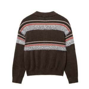 wool cardigan embroidery graphic striped