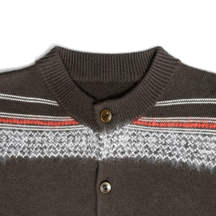 Wool Mens Vintage Breasted Cardigan – Embroidery Striped Customized Sweaters
