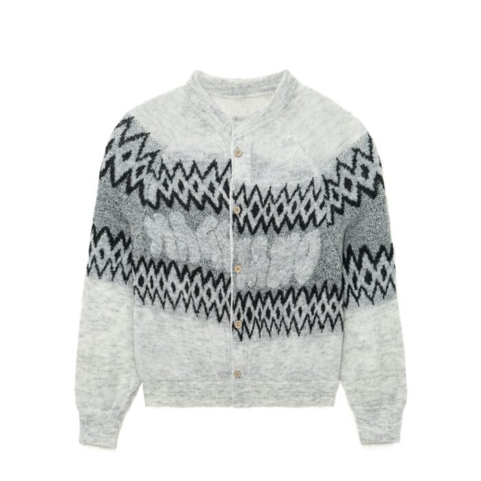 mohair mens cardigan sweaters breasted crochet waffle striped graphic