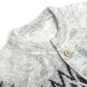 mohair cardigan breasted crochet waffle striped graphic
