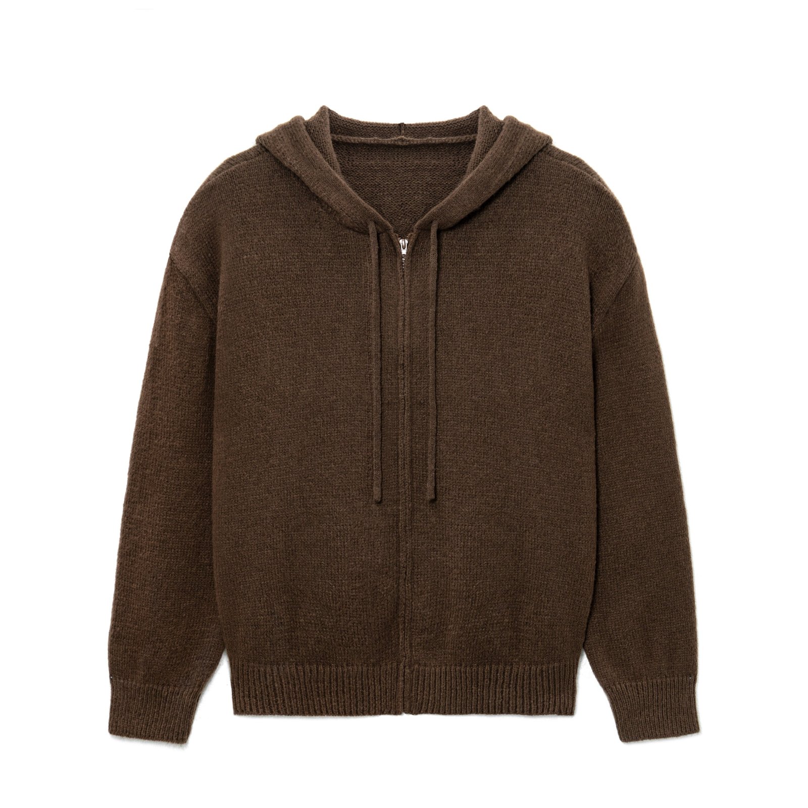 Mohair Mens Full Zip Hoodie – Crochet Intarsia Graphic Sweaters Dealer