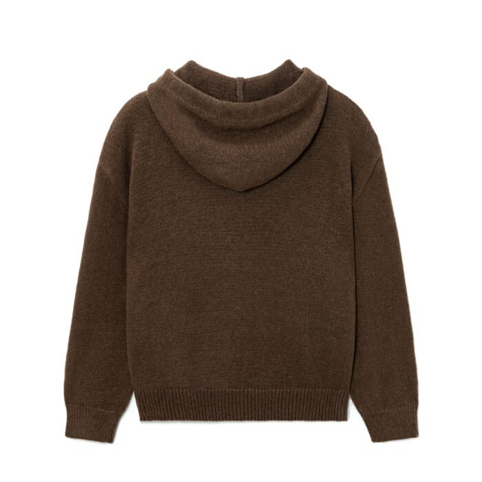 Mohair Mens Full Zip Hoodie – Crochet Intarsia Graphic Sweaters Dealer