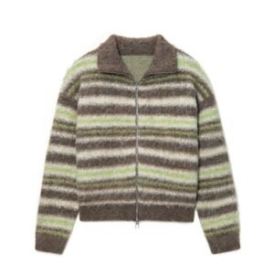 mohair cardigan full zip cardigan jacquard striped graphic
