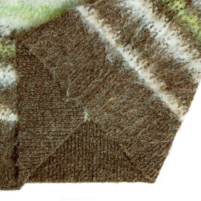Mohair Mens Cardigan Sweaters Full Zip Jacquard Striped Graphic