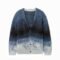 Mohair Mens Deep V Neck Cardigan Tie Dye Striped Graphic Sweaters