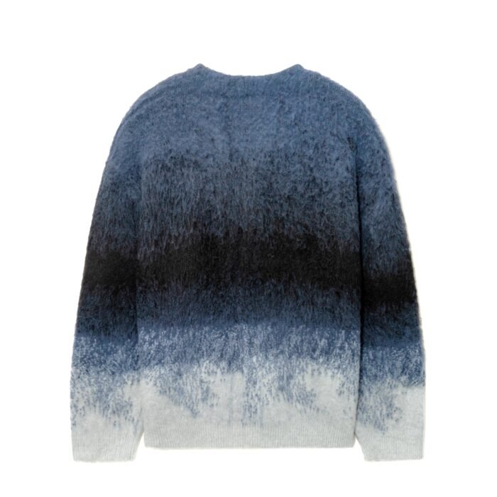 Mohair Mens Deep V Neck Cardigan Tie Dye Striped Graphic Sweaters