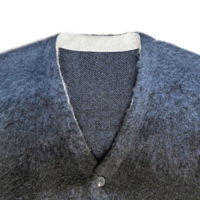 Mohair Mens Deep V Neck Cardigan Tie Dye Striped Graphic Sweaters