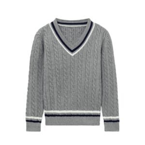 cotton pullover v ncek tennis cable graphic weave