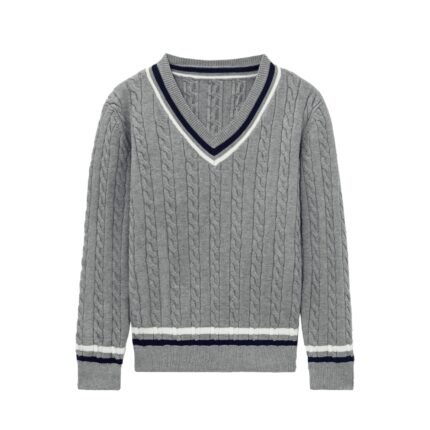 cotton Mens Pullover V Neck Tennis Sweaters – Cable Graphic OEM/ODM