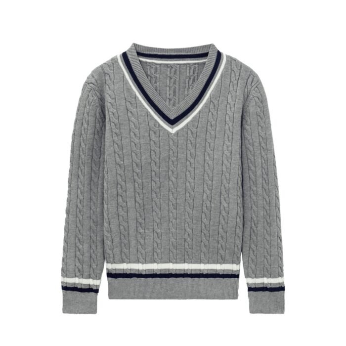 cotton Mens Pullover V Neck Tennis Sweaters – Cable Graphic OEM/ODM