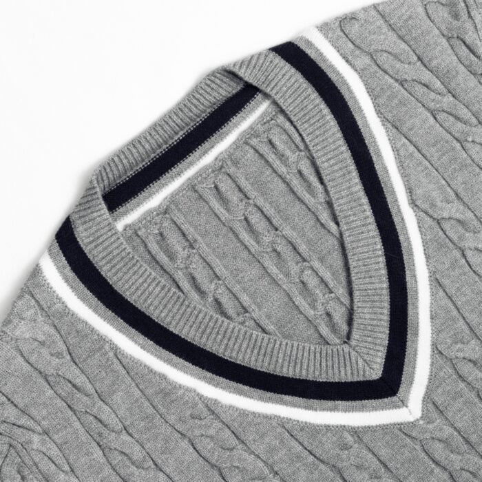 cotton Mens Pullover V Neck Tennis Sweaters – Cable Graphic OEM/ODM